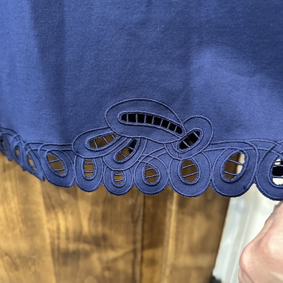 Talbots Eyelet Embroidery Dress Sheath Navy Blue Sz 8 Career Preppy‎ Classic - Picture 7 of 13